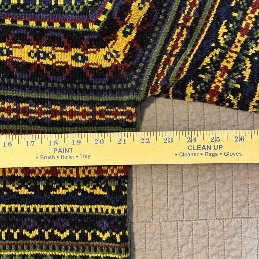 Vtg Y2K Fair Isle Turtleneck Sweater Women's Medium‎ Colorful Cozy Knit Nordic